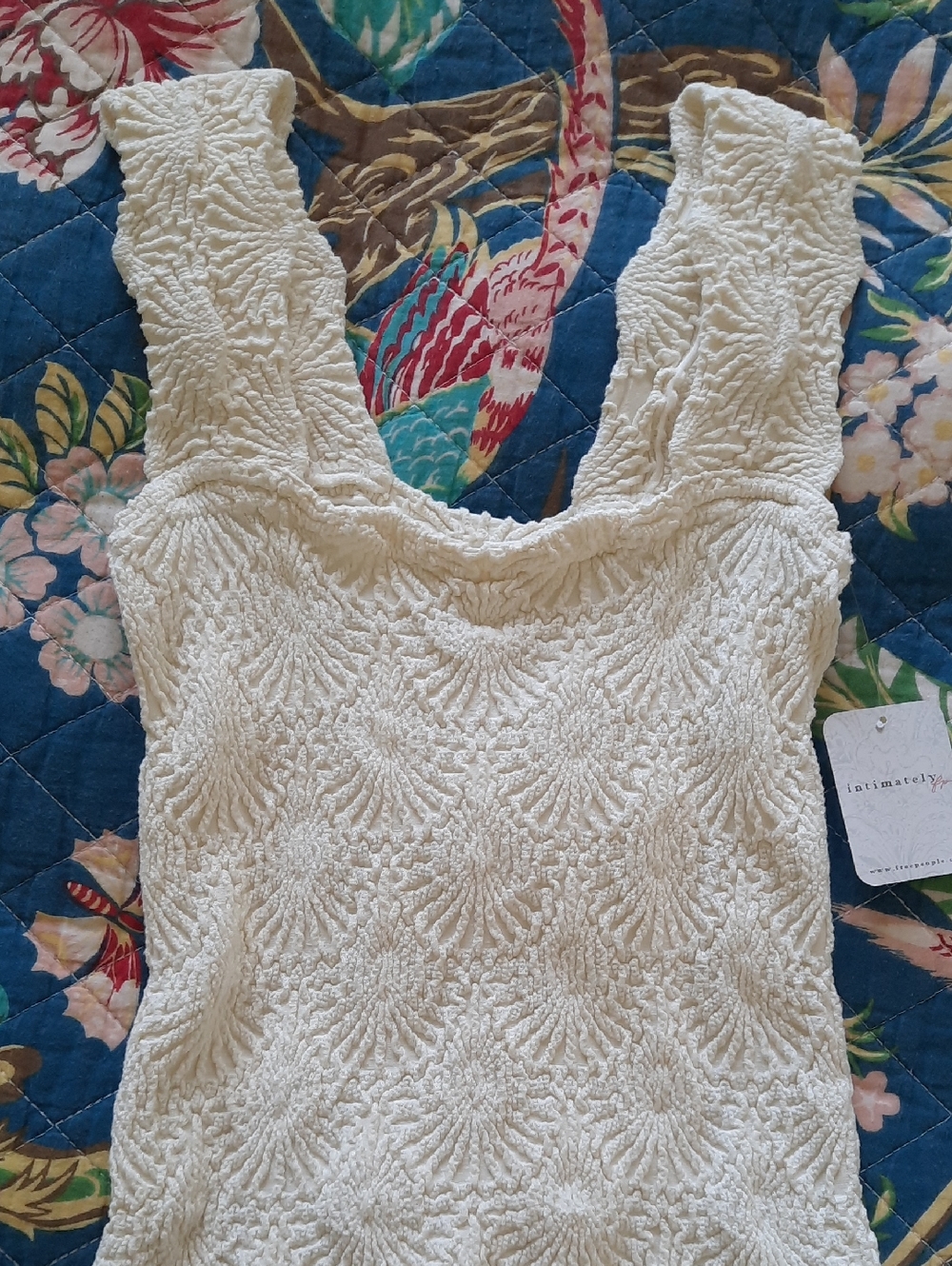 Free People Cream Textured Square-Neck Camisole